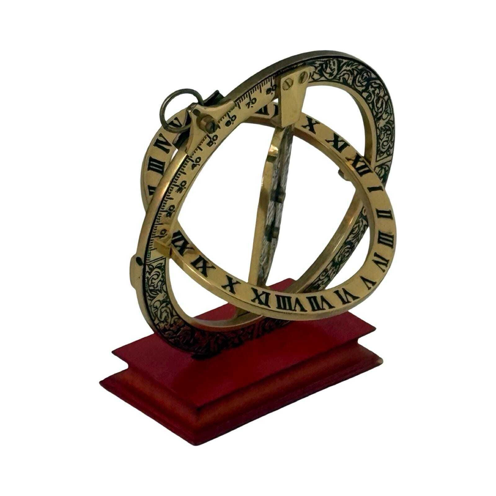 Franklin Mint   Equinoctial Ring Dial   Verguld Messing op Houten Sokkel   1987 photo furniture
