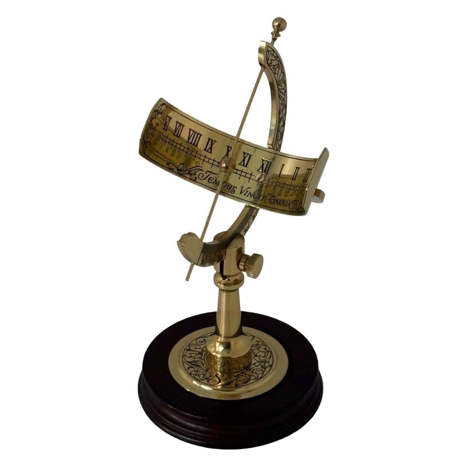 Franklin Mint – Equatorial Sundial – Verguld Messing Op Houten Sokkel – 1987