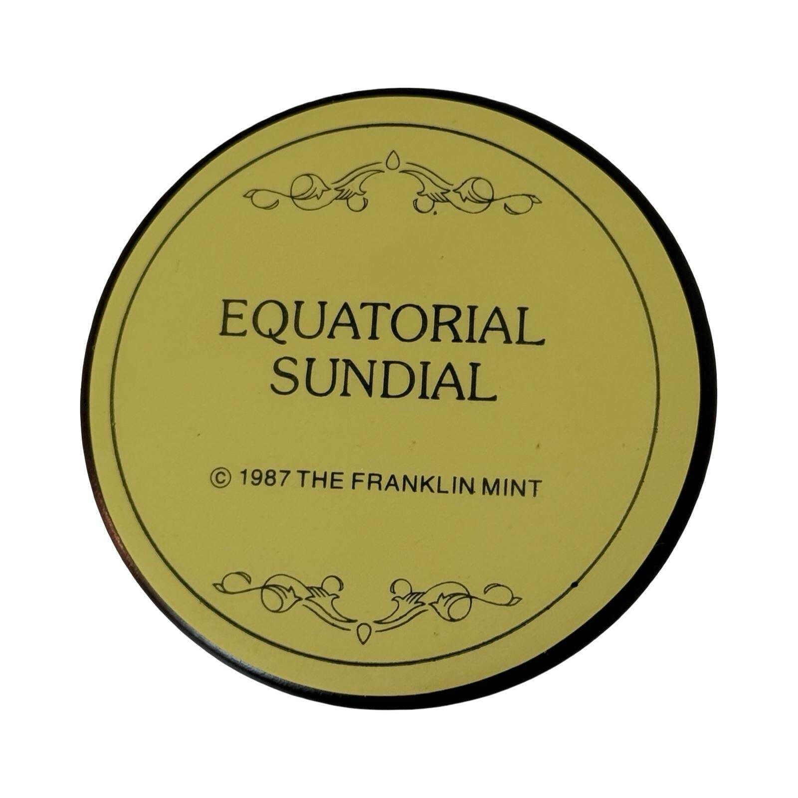 Franklin Mint   Equatorial Sundial   Gold Plated Brass On Wooden Mount   1987 photo Home Decor