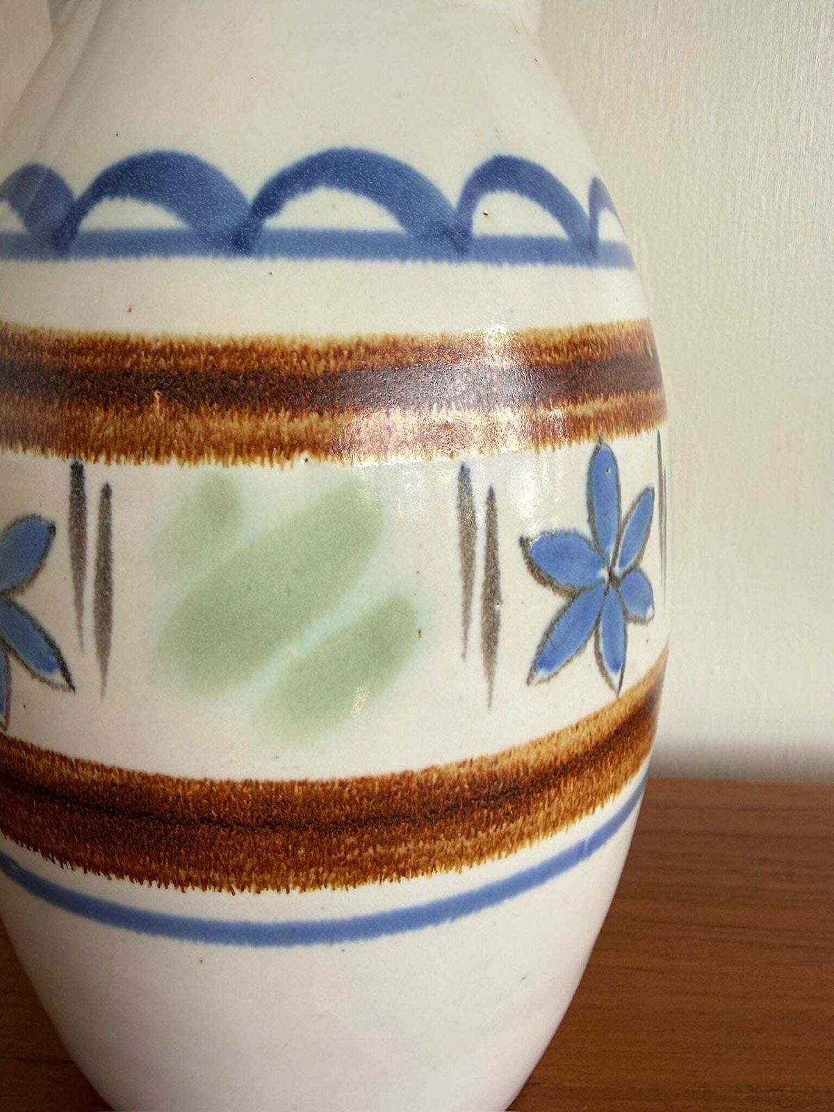 Large Vintage Stoneware Pitcher Jug Vase Buchan Portobello Model 185/60 Floral Motif photo 62.0