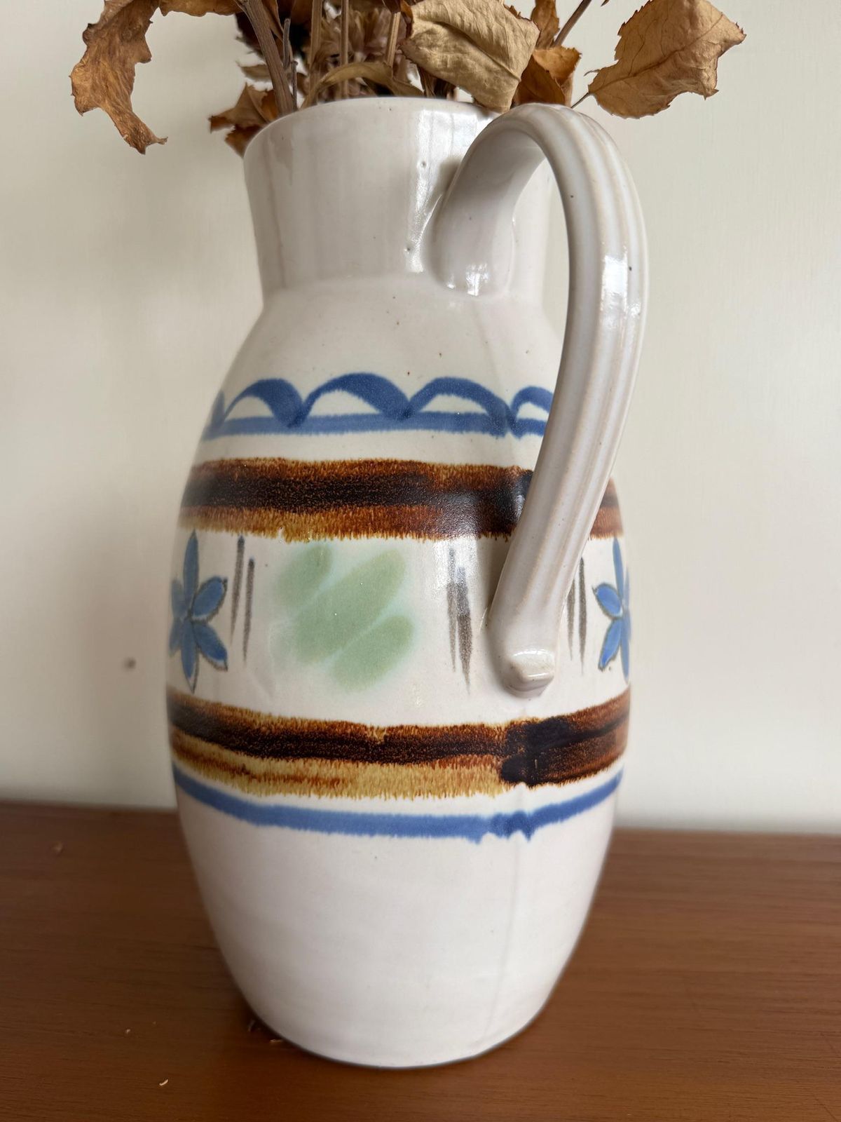 Large Vintage Stoneware Pitcher Jug Vase Buchan Portobello Model 185/60 Floral Motif photo buy