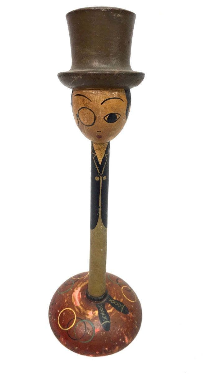Antique Wooden Hand Painted Tabletop Hat Stand / Top Hat Figurine& C.1920 photo furniture