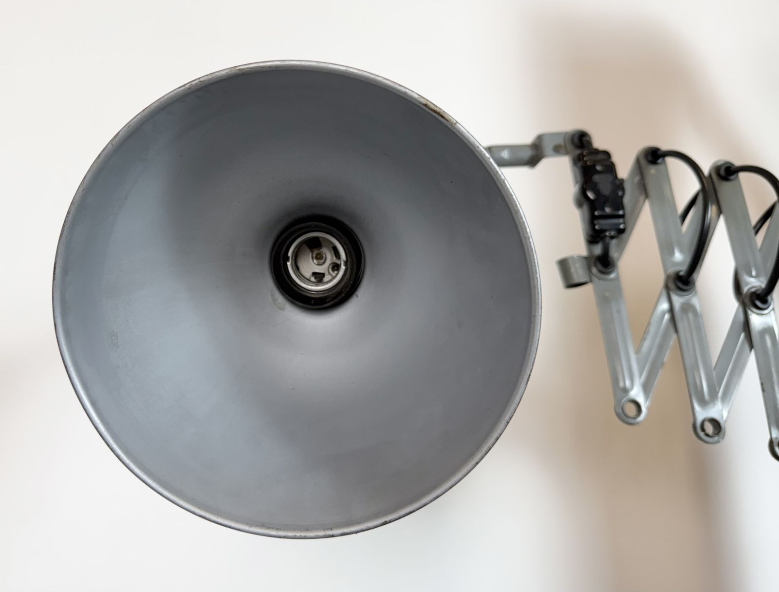 photo furniture Grey Industrial Gooseneck Scissor Wall Lamp From Elektroinstala, 1960s