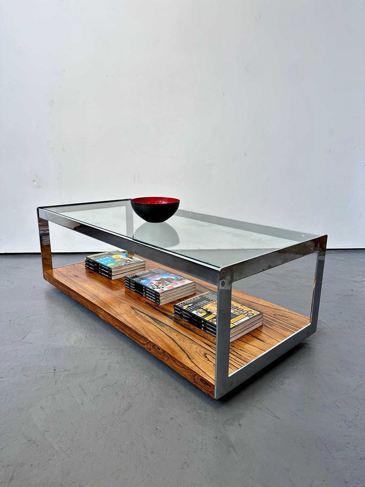 Vintage 1970s Merrow Associates Rosewood & Chrome Coffee Table By Richard Young. Modernist. Danish photo for sale