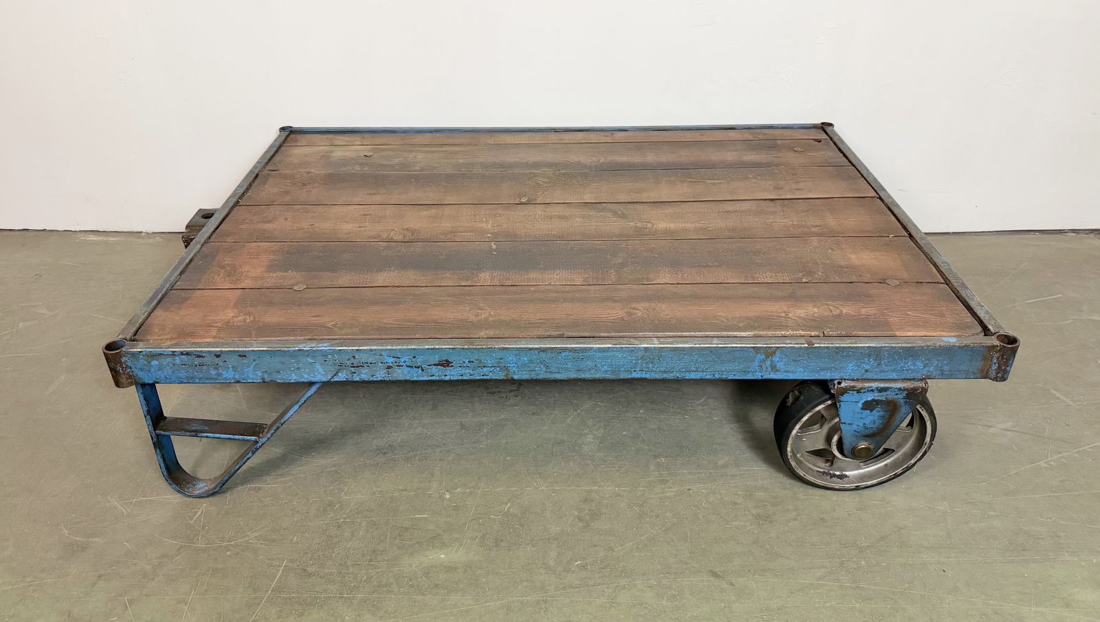 Large Blue Industrial Coffee Table Cart, 1960s photo Furniture