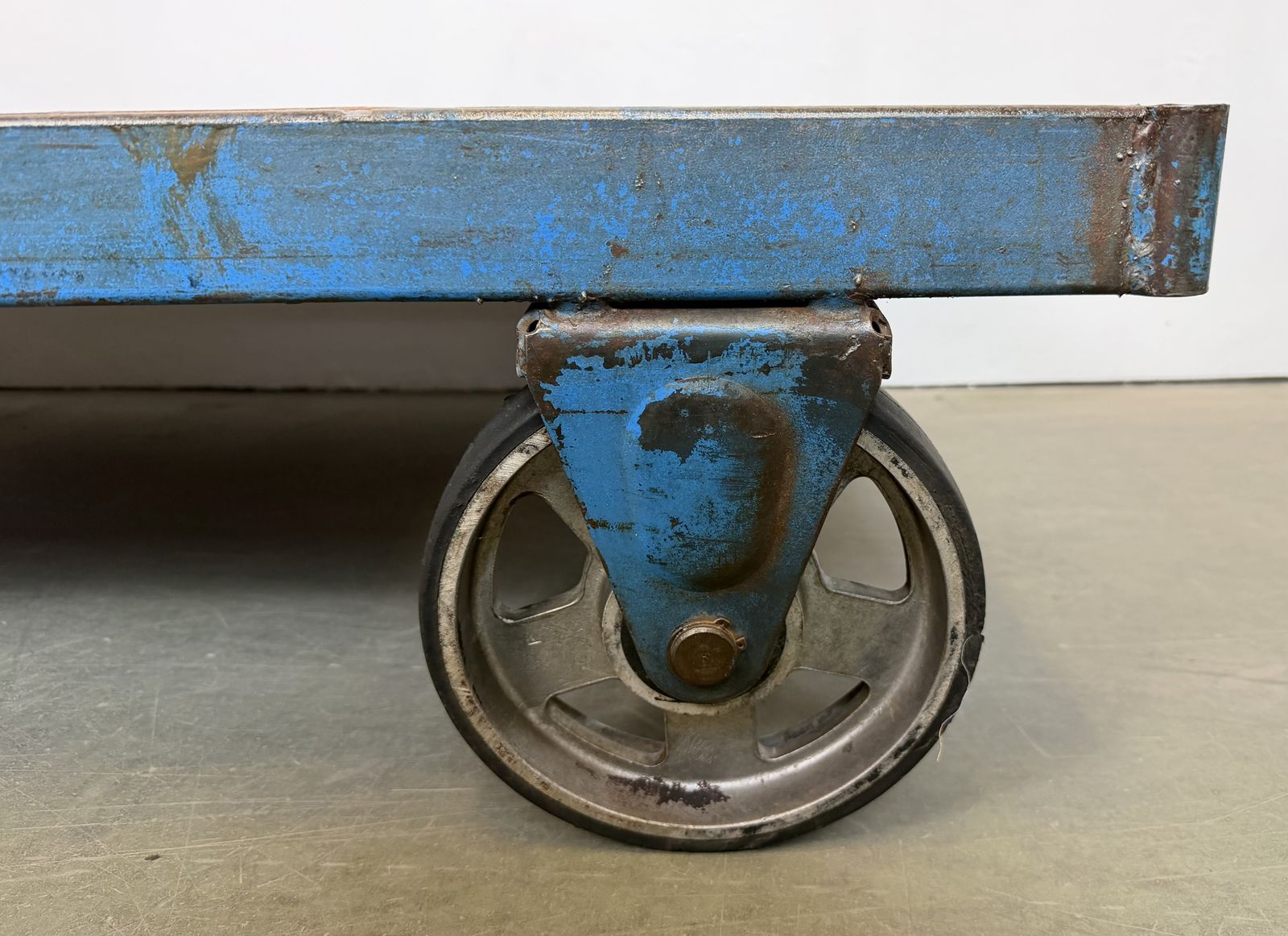 Large Blue Industrial Coffee Table Cart, 1960s photo vintage