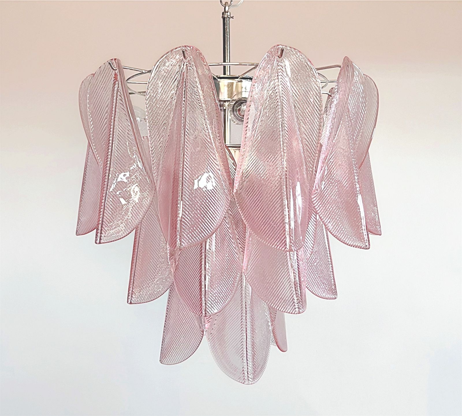 Italian Vintage Murano Chandelier   Mazzega   23 "Rondini" Pink Glass photo buy