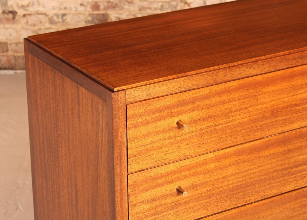 Midcentury Mahogany Chest Of Drawers With Brass Handles By Loughborough Furniture For Heals C.1960s photo Furniture