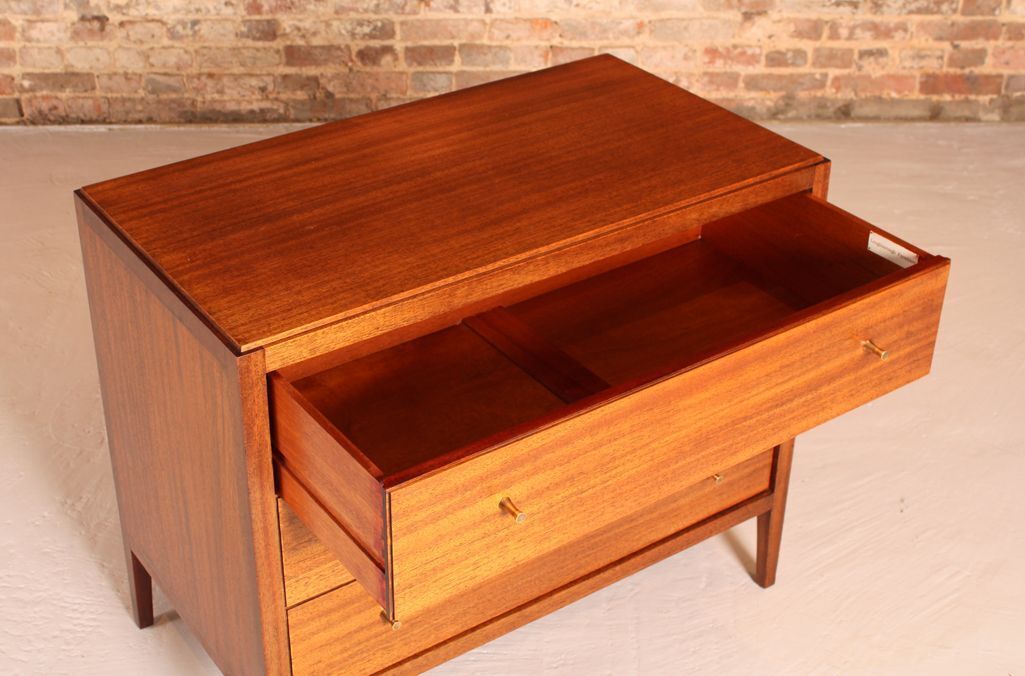 Midcentury Mahogany Chest Of Drawers With Brass Handles By Loughborough Furniture For Heals C.1960s photo buy
