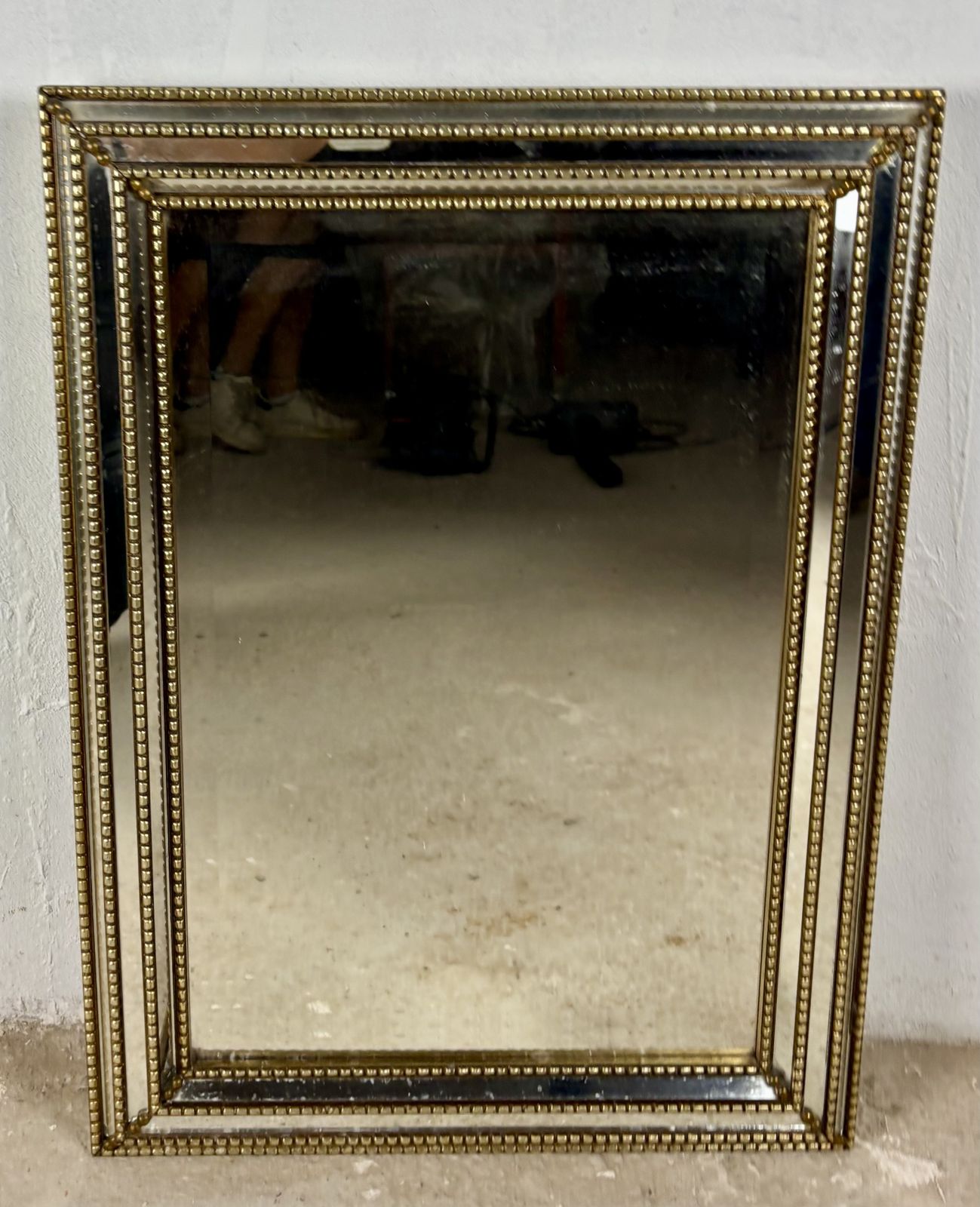 Wandspiegel Met Messing Frame En Geslepen Glas, Midden 20e Eeuw photo furniture