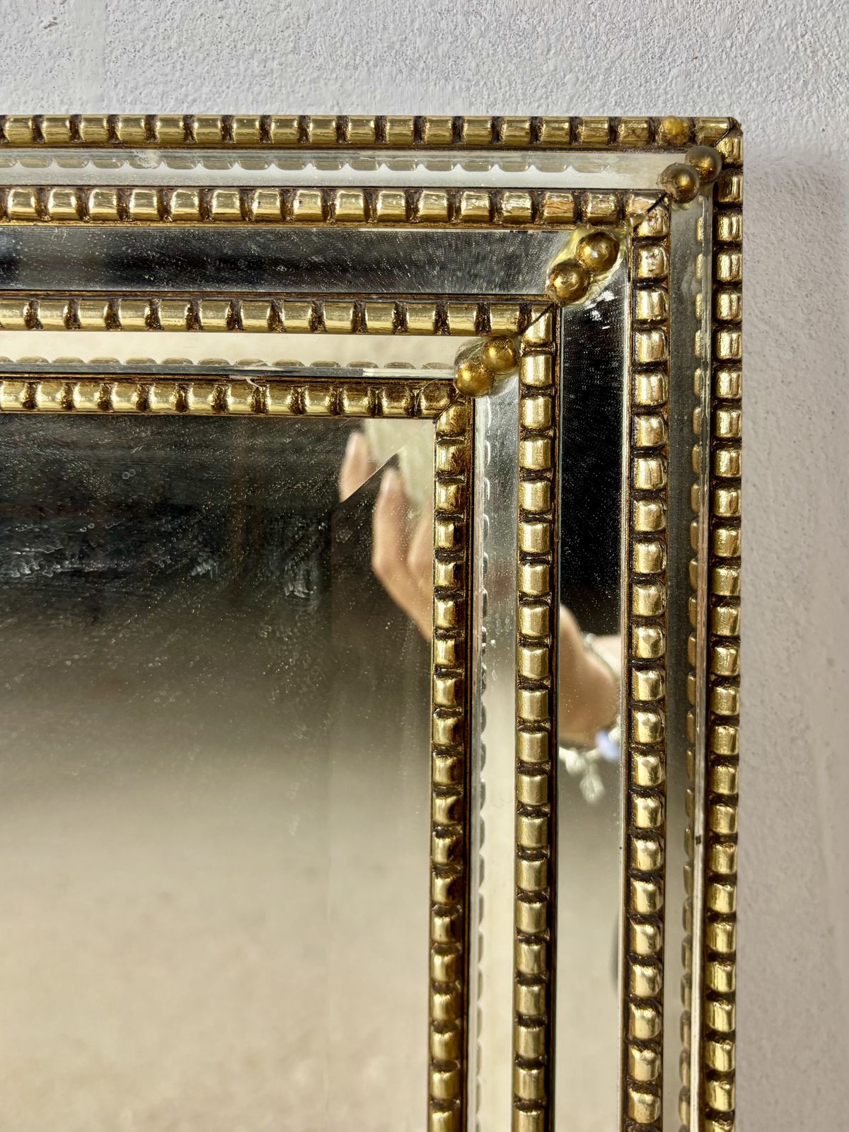 Wandspiegel Met Messing Frame En Geslepen Glas, Midden 20e Eeuw photo 1340.0