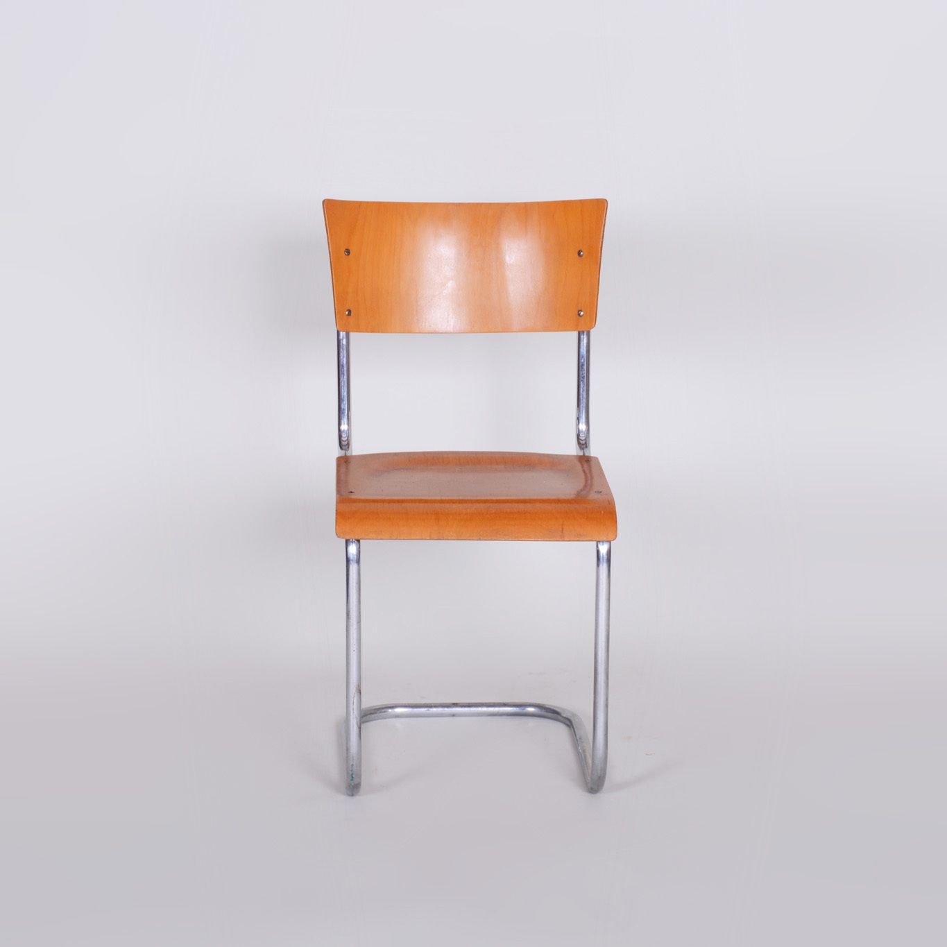 Set Of Czech Beech Bauhaus Chairs By Robert Slezak, Four Pieces, Chrome, 1920s photo vinterior
