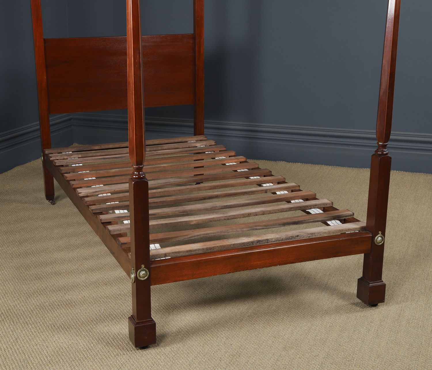 English Edwardian Mahogany 3ft 6” Single Four Post Bed By Heals Of London (Circa 1910) photo 3250.0
