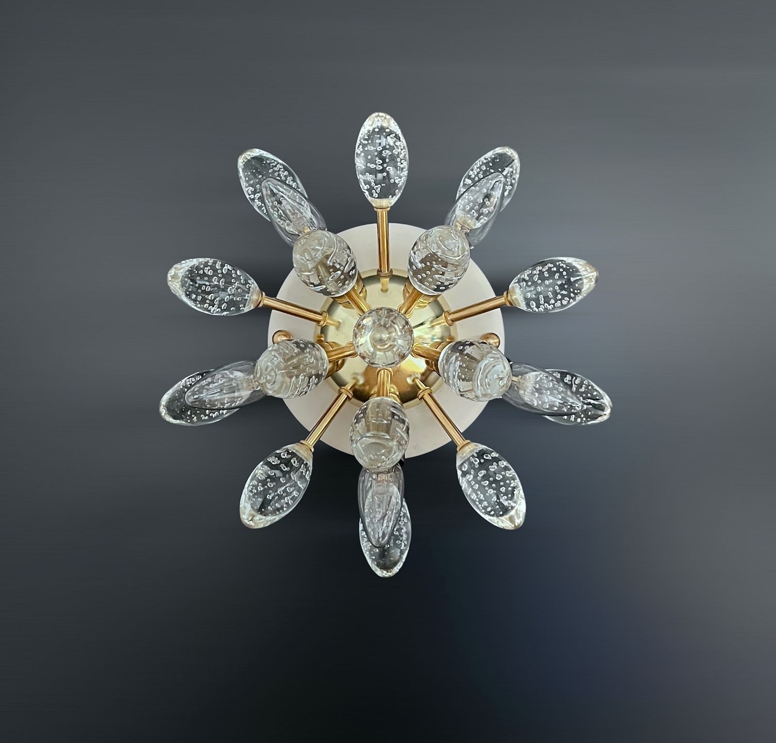 Pair Of Murano Brass Sputnik Wall Sconces / Ceiling Lights