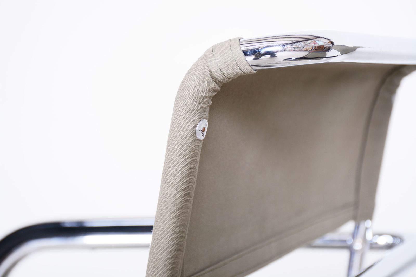Pair Of Czech Bauhaus Armchairs, Marcel Breuer And Thonet, Chrome, Fabric, 1930s photo 2450.0