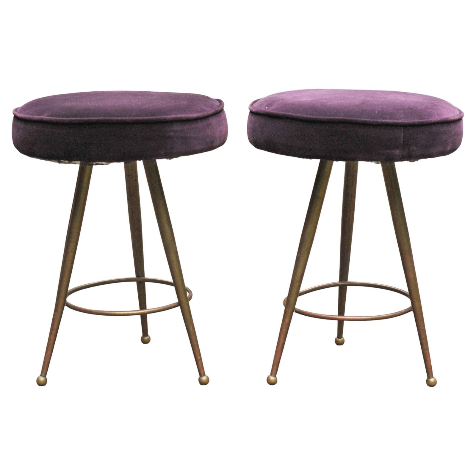 Gio Ponti Inspired Curved Ottoman With A Matching Pair Of Stools photo 5400.0
