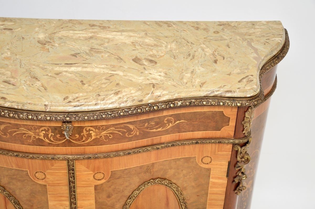 1495.0 Antique French Inlaid Marquetry Marble Top Cabinet photo