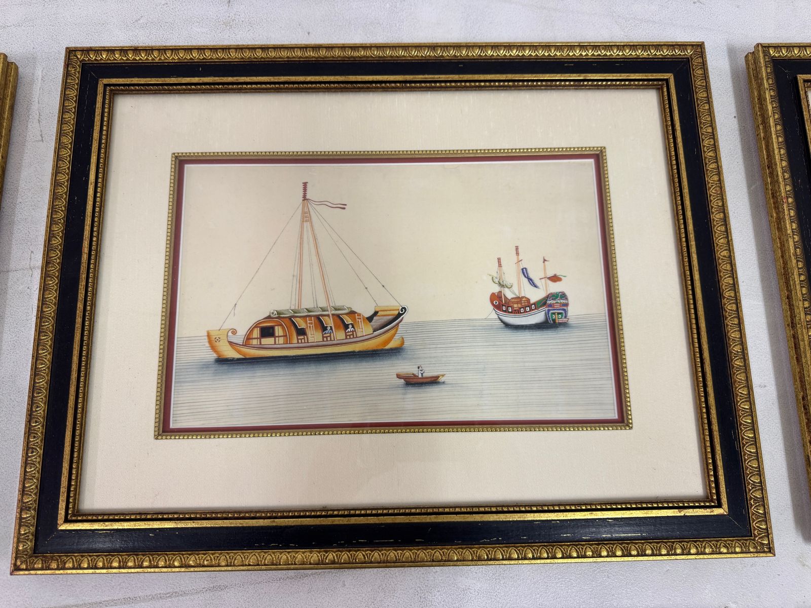 photo furniture Set Of Six Chinese Rice Paper Paintings Of Boats