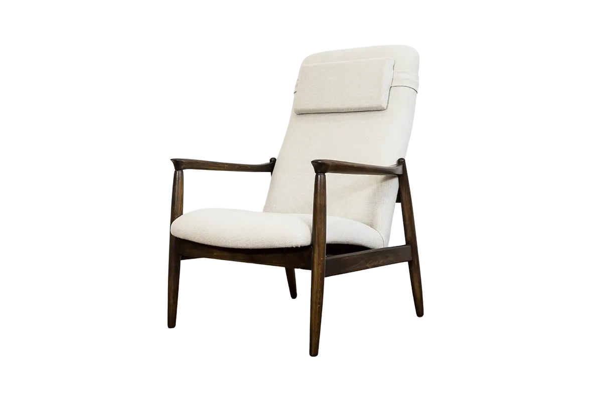 Mid Century Modern High Back Armchair By Edmund Homa In Kvadrat Fabric, Gfm, Poland, 1960's