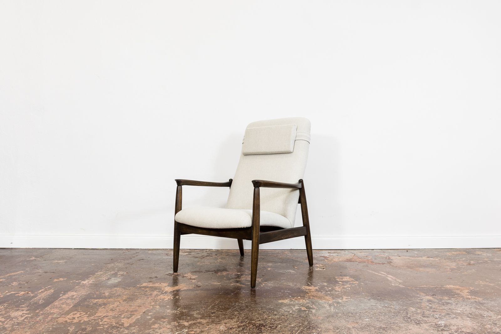 Mid Century Modern High Back Armchair By Edmund Homa In Kvadrat Fabric, Gfm, Poland, 1960's photo vintage
