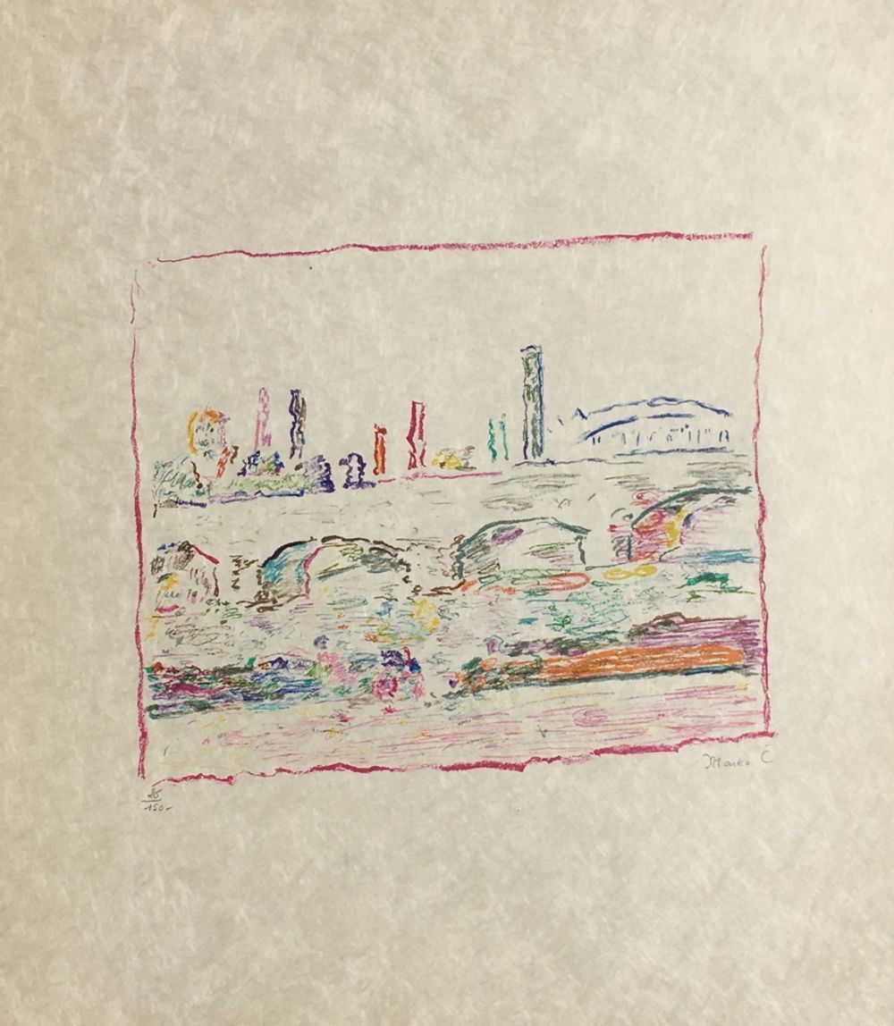 Marko Celebonovic Gesigneerde Lithografie Paris, Les Quais De La Seine 1975