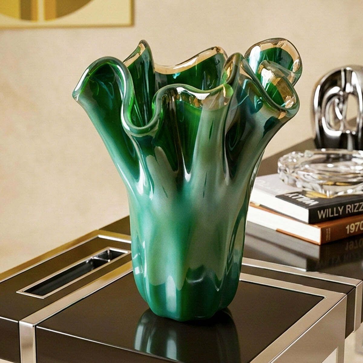 1970s Exquisite "Fazzoletto" Murano Glass Vase By Dogi. Made In Italy photo furniture