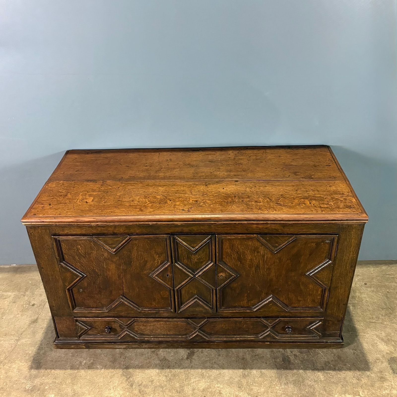 Antique Carved Oak Geometric Blanket Box/Chest Coffer Regency photo buy