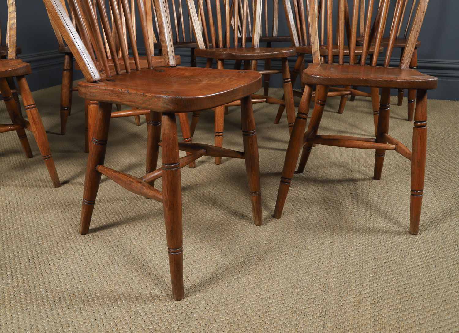 Set Of Twelve Ash & Elm Windsor Hoop & Stick Back Kitchen Chairs (Circa 1910) photo buy