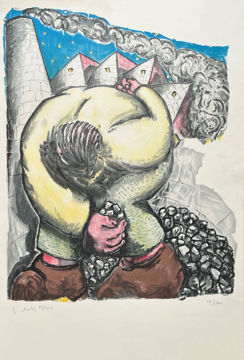 Jean Charles Blais Signed Lithograph L'usine  1986