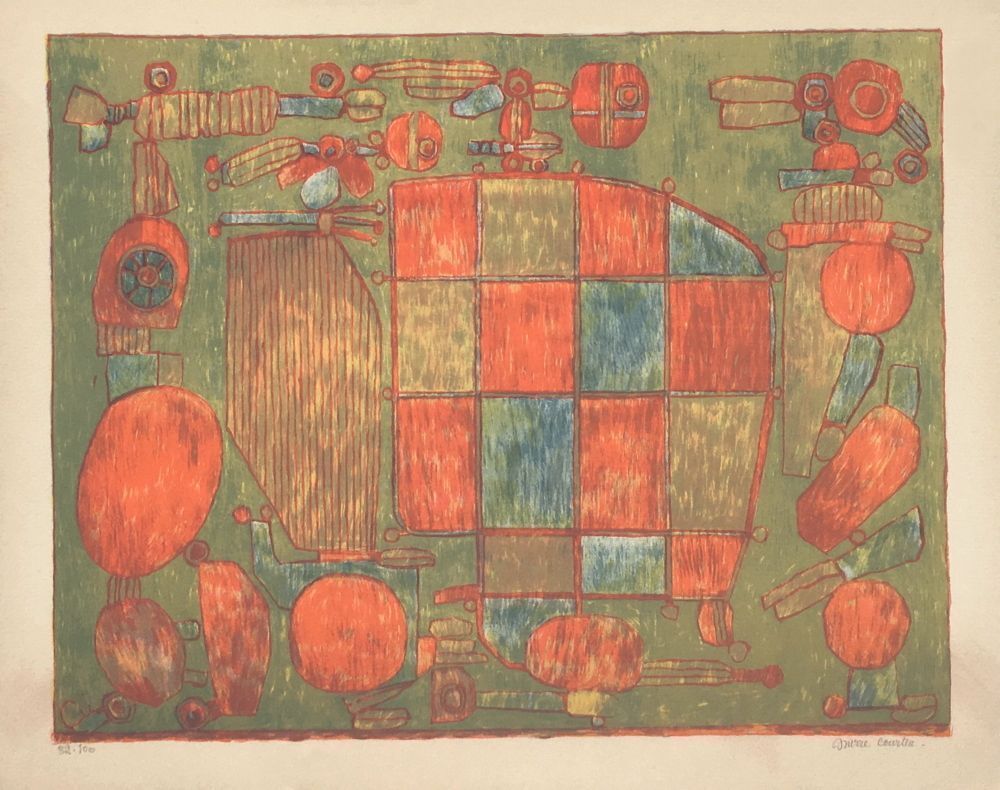 Lithographie signée Pierre Courtin, Parent du côté gauche, 1971