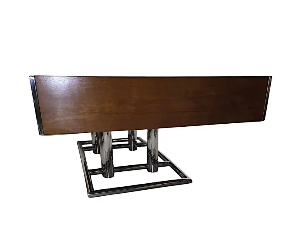 Mid-Century Design Salontafel van Chroom en Walnoot met Vier Lades photo Meubels