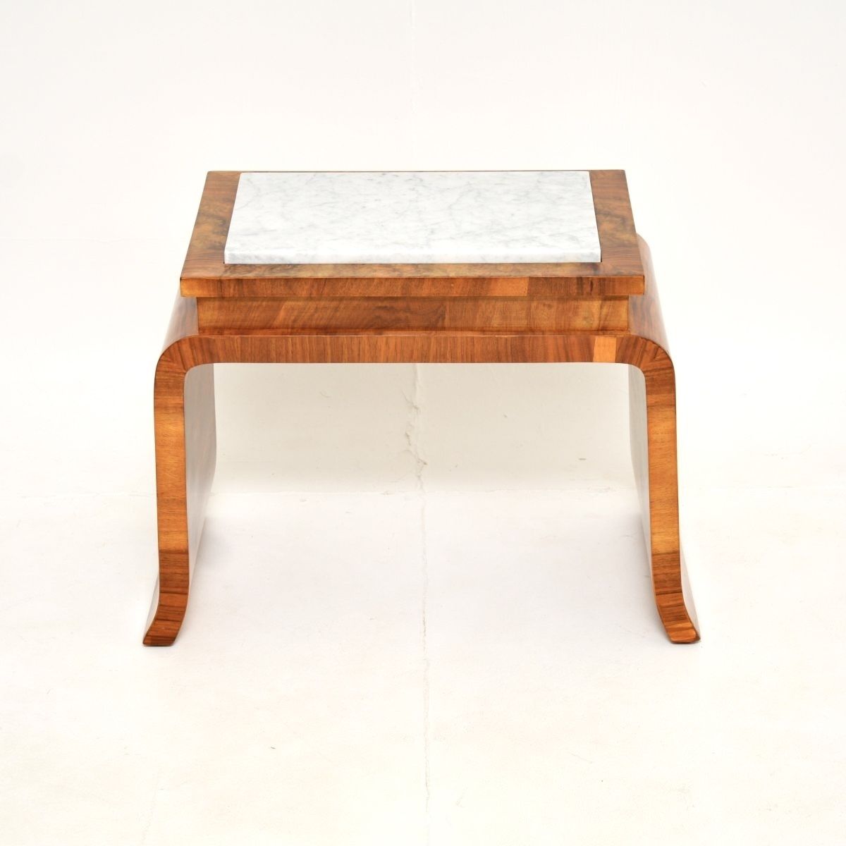 Art Deco Burr Walnut Marble Top Side Table photo furniture