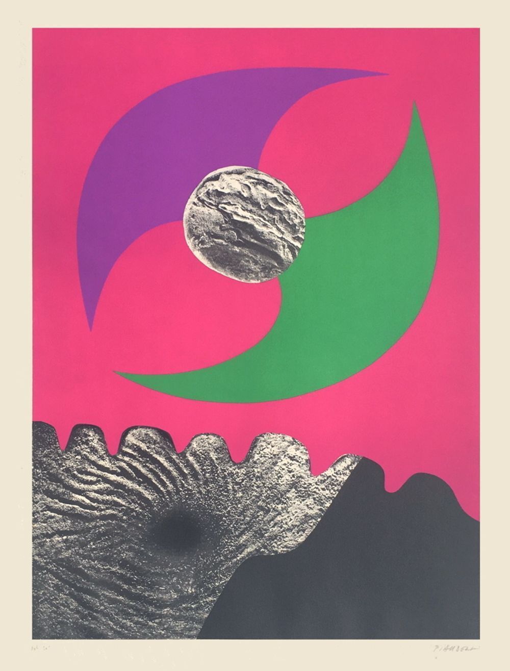 Lithographie signée Jean Piaubert, Il y eut un matin, 1971