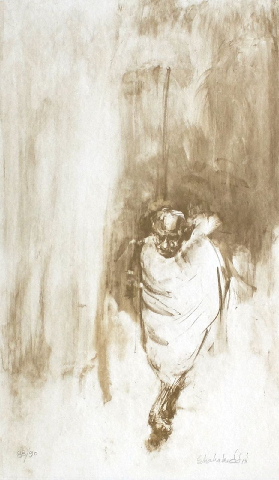 Ahmed Shahabuddin Gesigneerde Lithografie Gandhi 2008