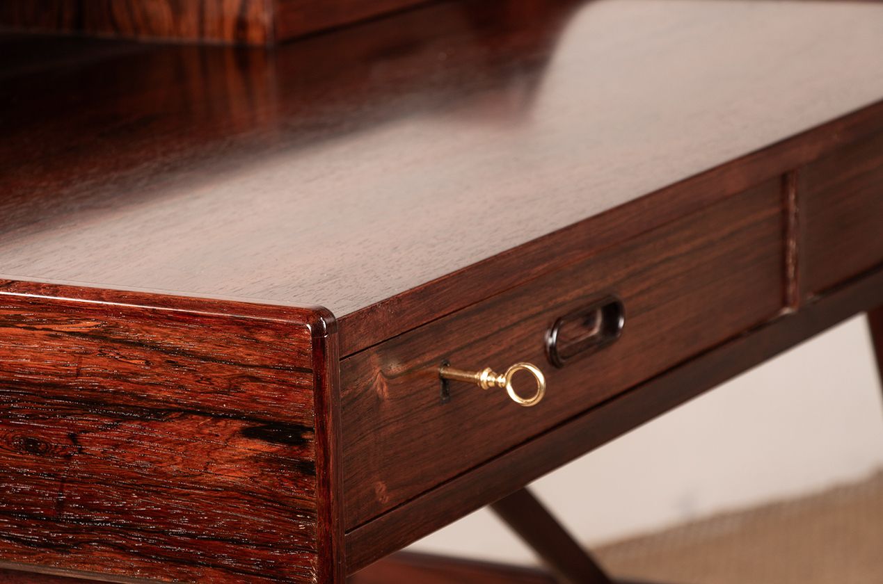 photo for sale Danish Rosewood Desk, Model 56 By Arne Wahl Iversen For Vinde Mobelfabrik 1960.