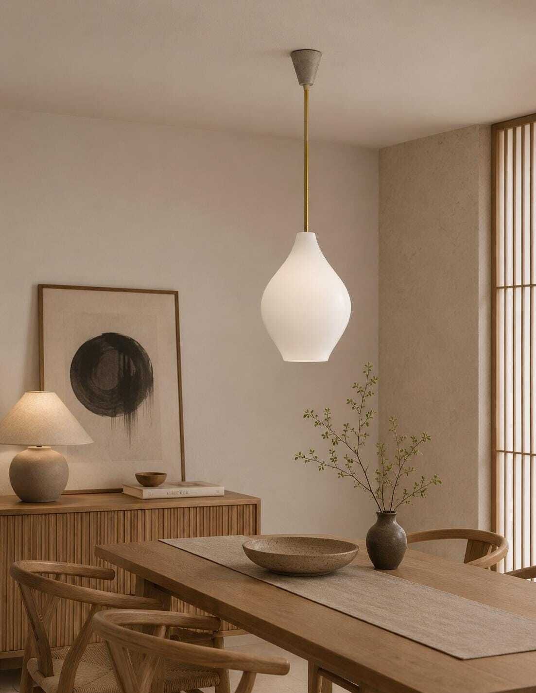 Vintage Milk Glass Pendant Lamp: Mid Century Modern Scandinavian Lighting photo furniture