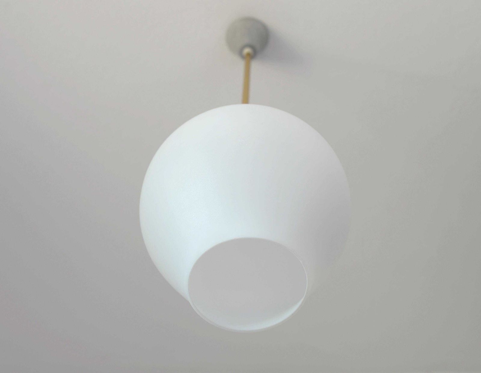 photo for sale Vintage Milk Glass Pendant Lamp: Mid Century Modern Scandinavian Lighting