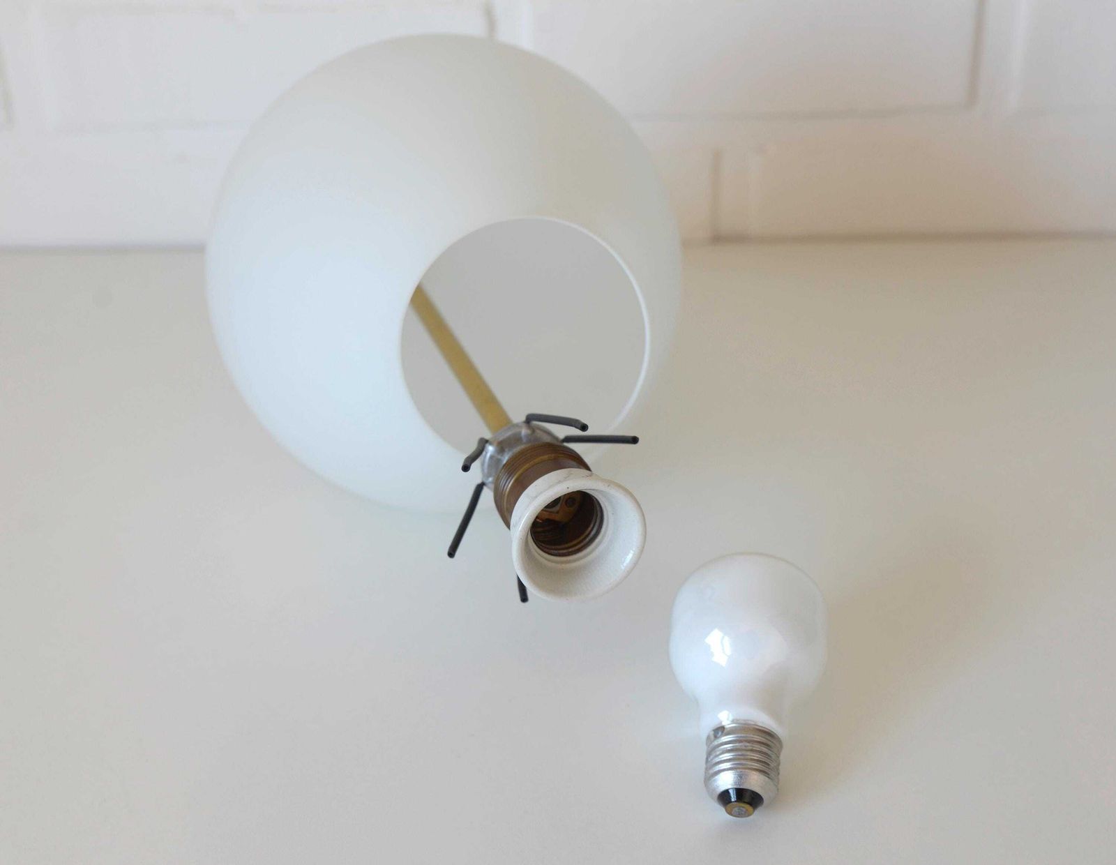 photo buy Vintage Milk Glass Pendant Lamp: Mid Century Modern Scandinavian Lighting