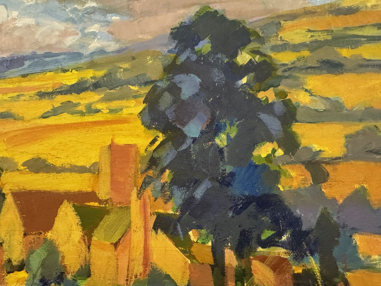 Expressive Landscape Painting By British Artist Elizabeth Jane Lloyd (1928–1995) photo vintage