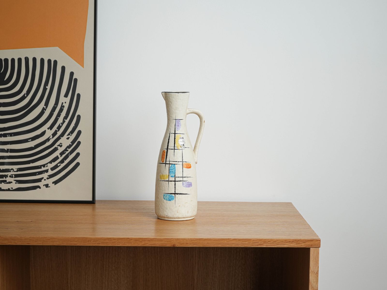 Pichet en céramique, design allemand, années 1960, fabriqué par Jasba photo vintage