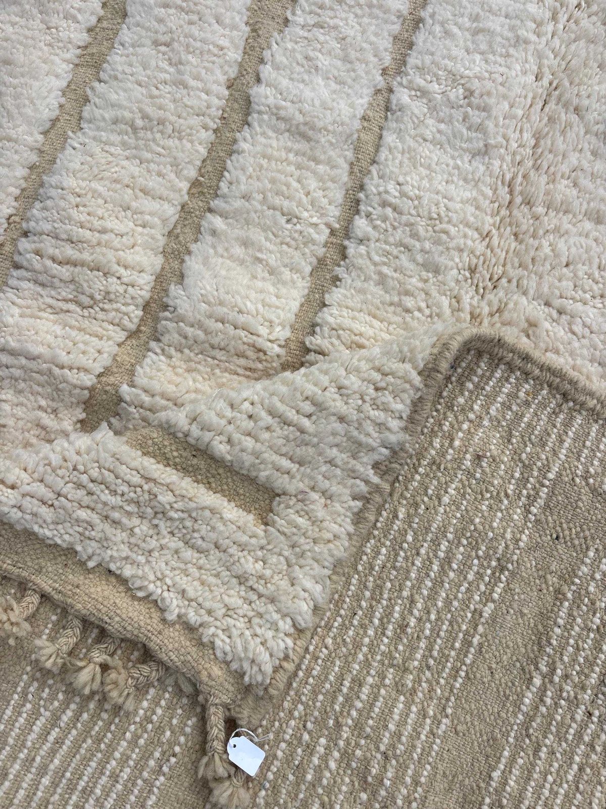 Beni Ourain Wool Rug 200x300 Cm   Handmade Moroccan Wool Rug   Cream Ivory Area Rug   Geometric Berber Carpet photo Textiles