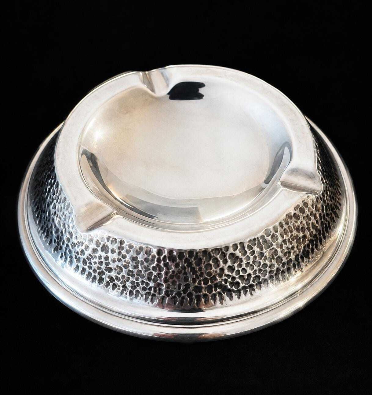 Zilveren 925 Ashtray Vintage Los Ballesteros Taxco Sterling Zilver Gehamerd Mexicaans Zilver Ringenschaaltje, Sleutelschaal, Catchall, 90 Gram