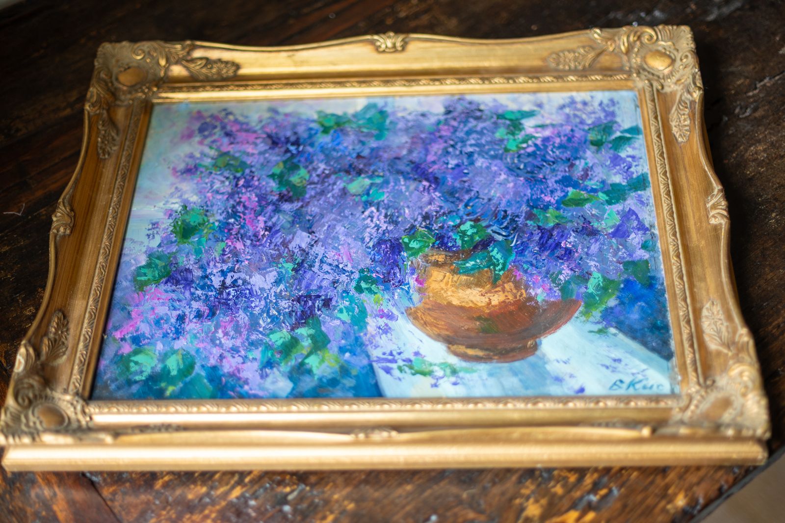 Vintage Original Oil Painting "Lilac" By Vladimir Kisilyov   Framed Floral Still Life