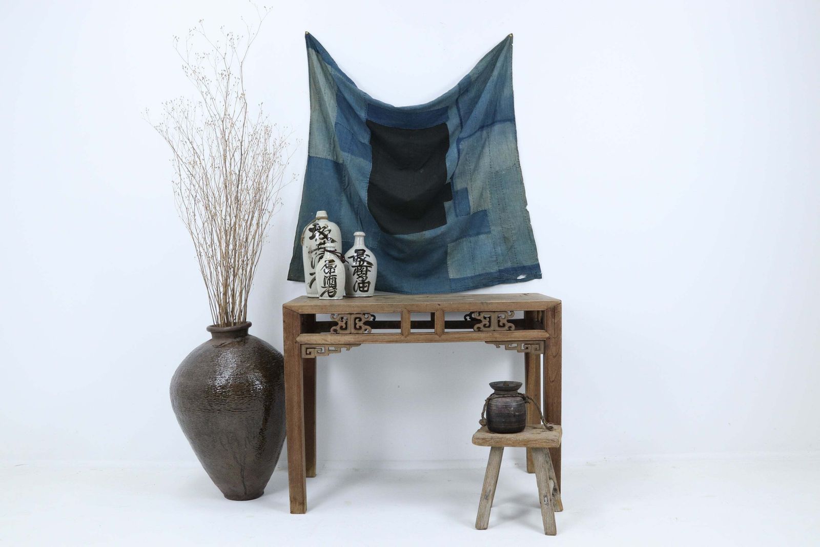 Chinese Qing Dynasty Elm Alter Table With Brass Staples