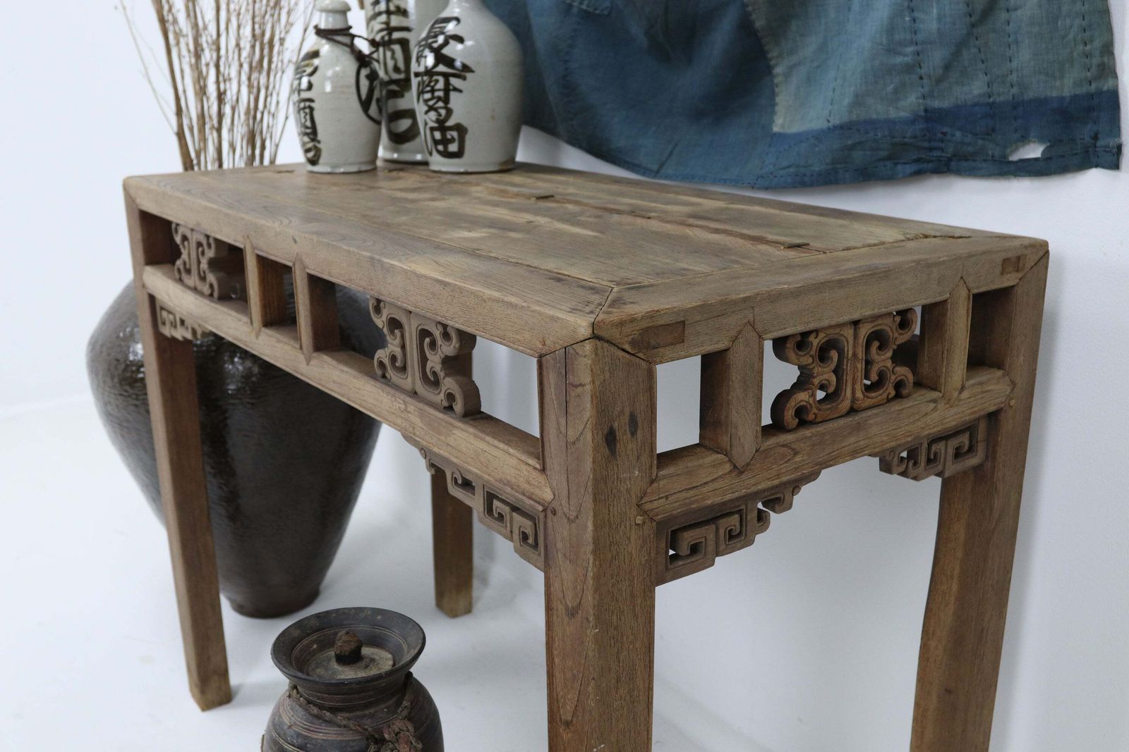 Chinese Qing Dynasty Elm Alter Table With Brass Staples photo 450.0