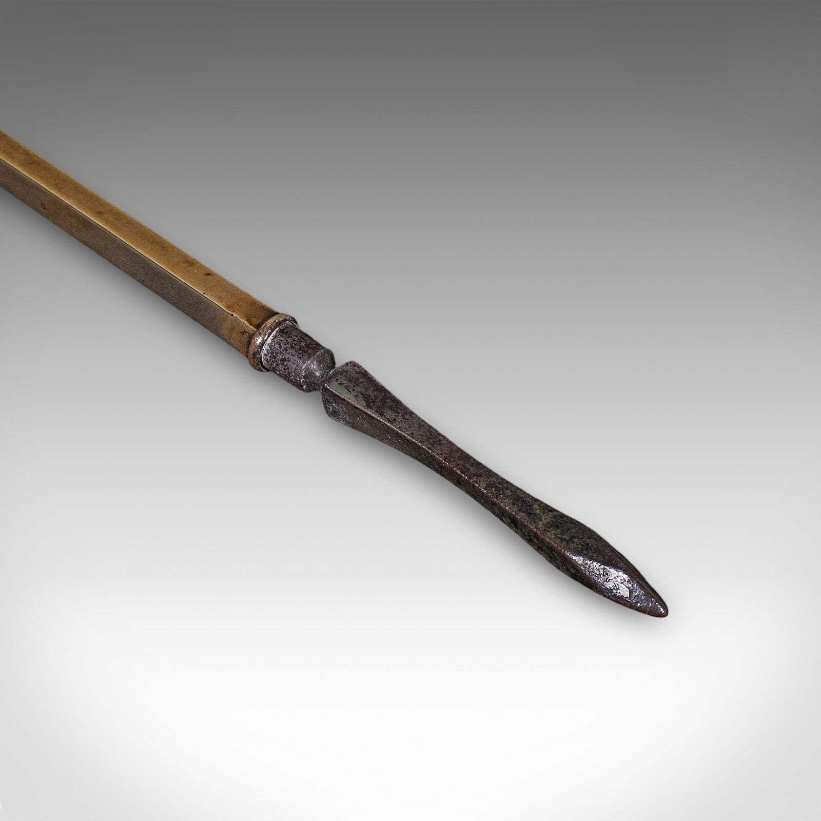 Trio Of Antique Fireside Tools, English, Brass, Poker, Tongs, Shovel, Victorian photo vintage