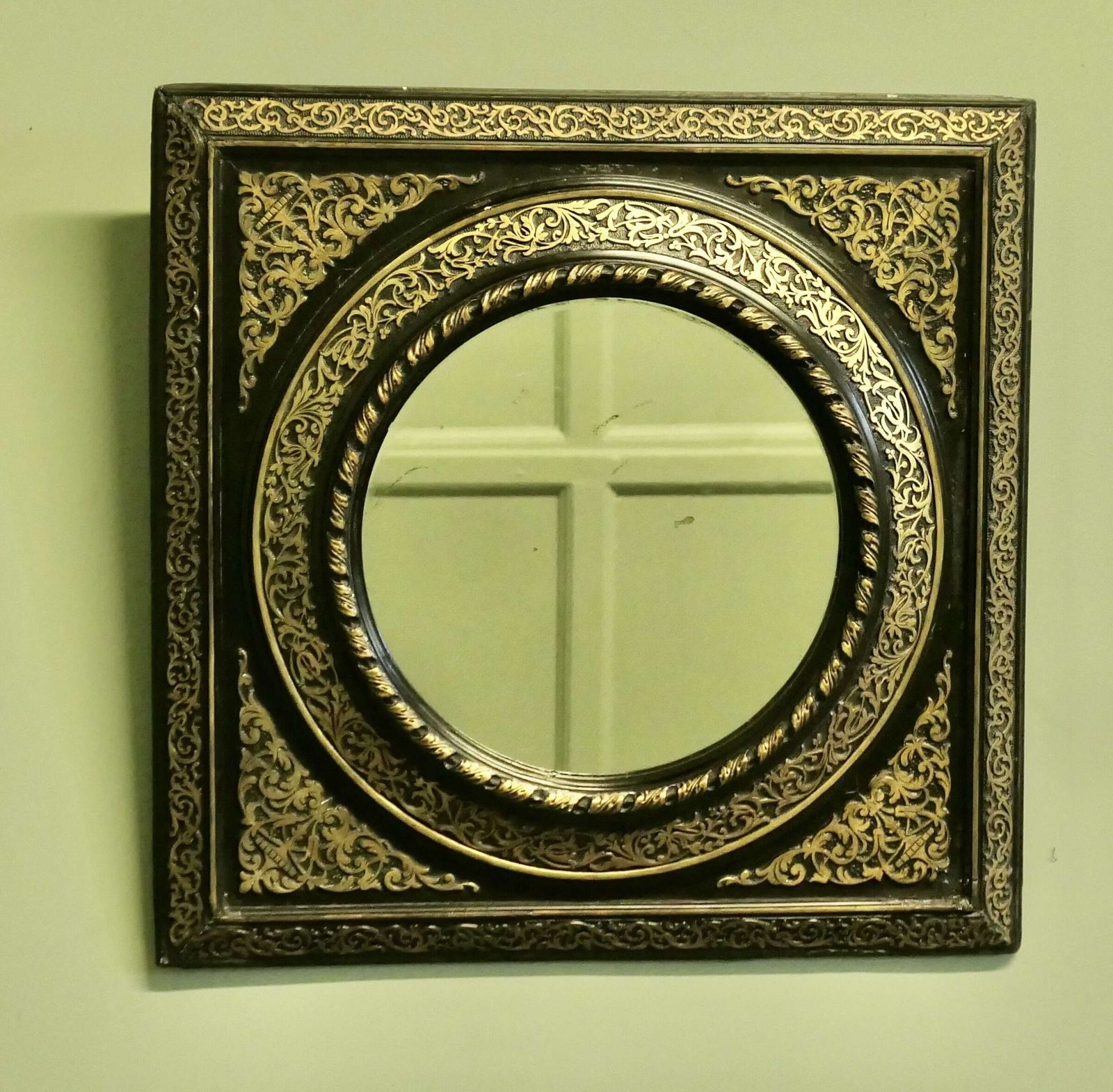 Stunning French Empire Gilt Brass And Black Lacquer Wall Mirror This Is A Wonderful Piece