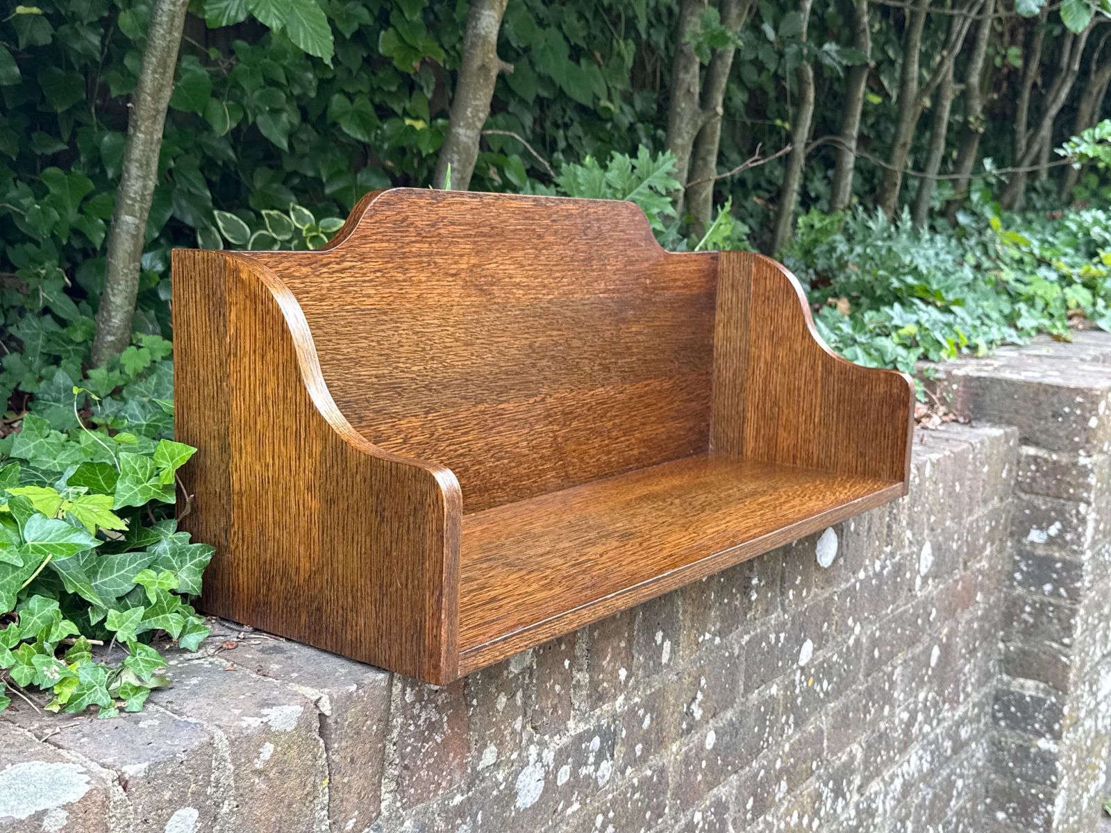 Vintage Oak Book Trough Bookstand Bookshelf Shelf Rustic Country Storage photo Furniture