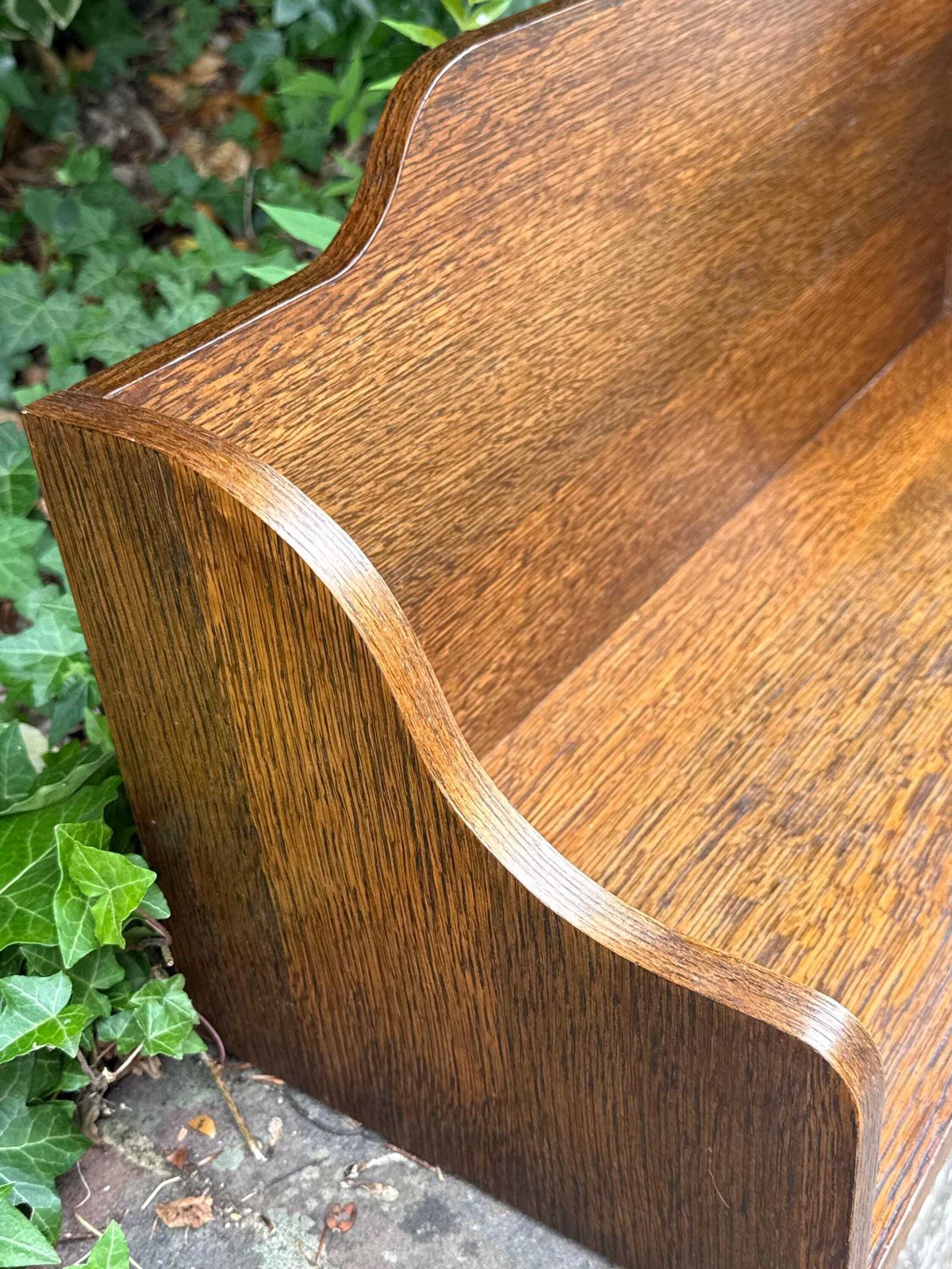 Vintage Oak Book Trough Bookstand Bookshelf Shelf Rustic Country Storage photo vinterior