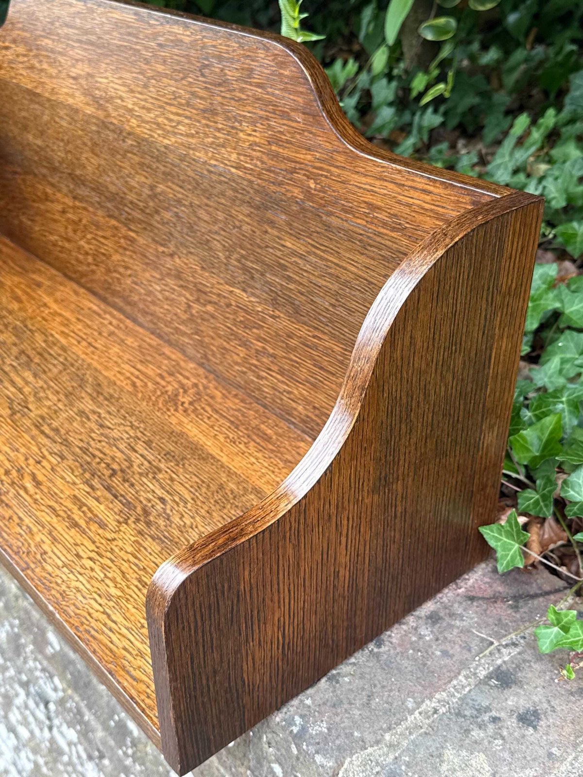 photo furniture Vintage Oak Book Trough Bookstand Bookshelf Shelf Rustic Country Storage